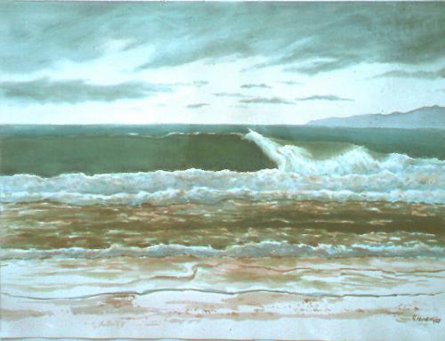 North to Point Dume, 1998, Watercolor